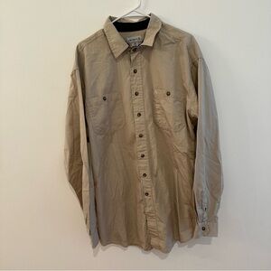 Carhartt Work Shirt Mens 2XL Tall Tan Brown Khaki Button Up Original Fit